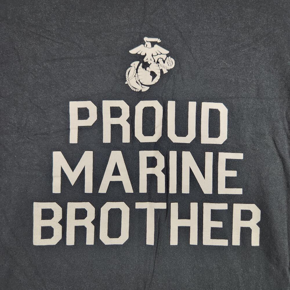 Vintage Proud Marine Brother Shirt Mens XL Black USMC Patriotic Graphic Veteran